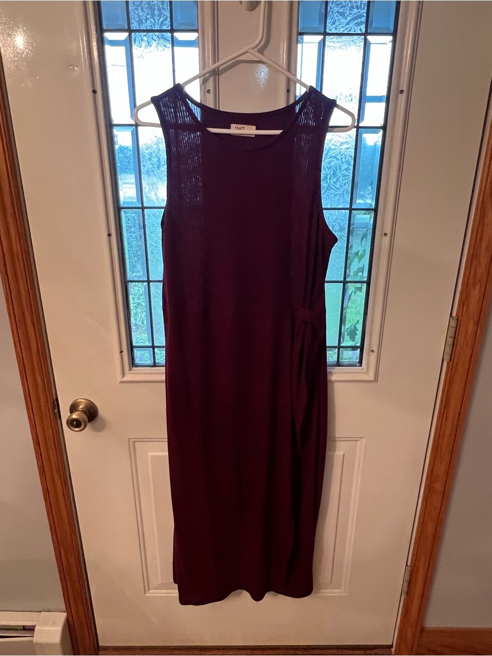 Sleeveless Midi Dress with Side Tie in Wine
